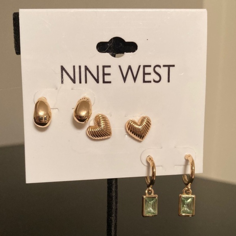 Nine West Gold and Light Green Earrings
